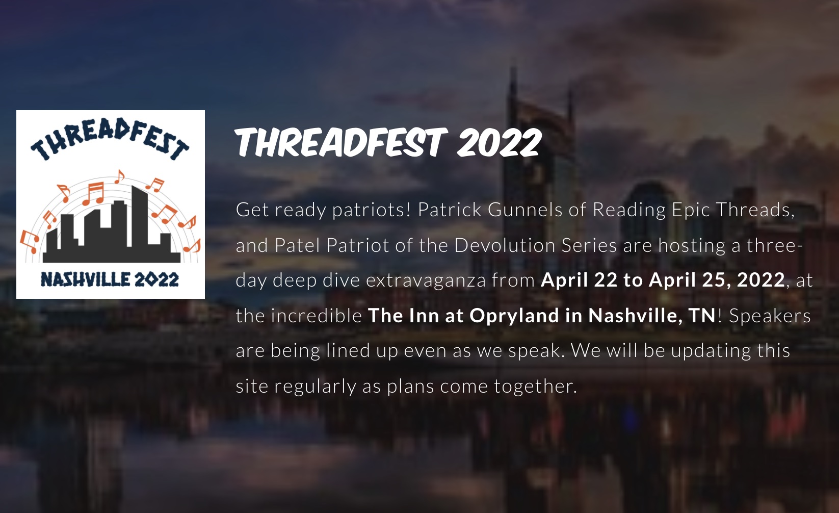 Threadfest 2022 banner